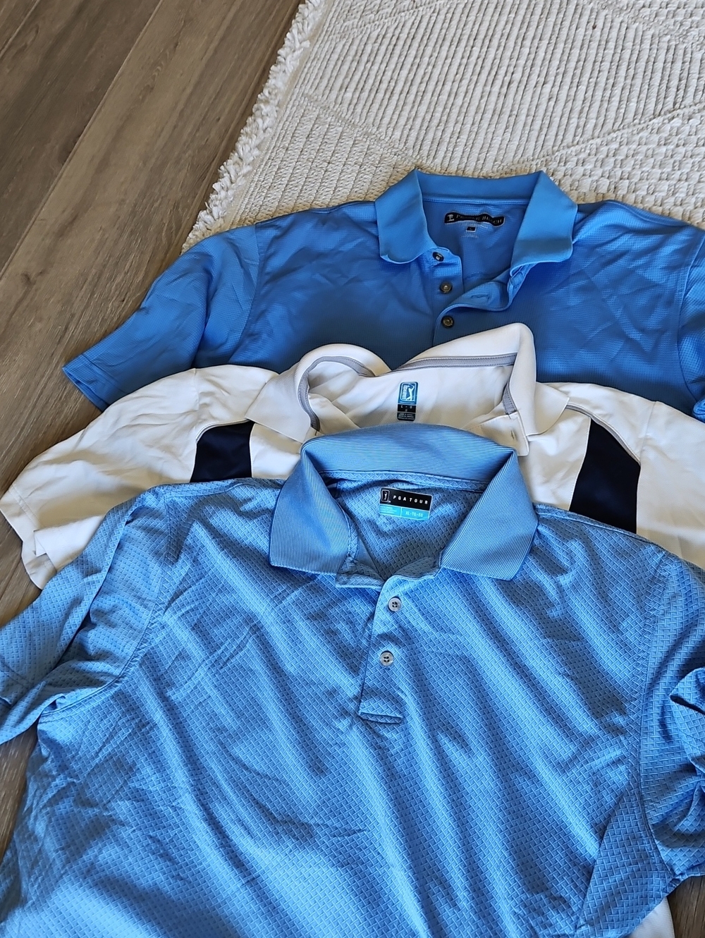 PEBBLE BEACH & PGA Tour Light Blue and White Men's Polo Bundle